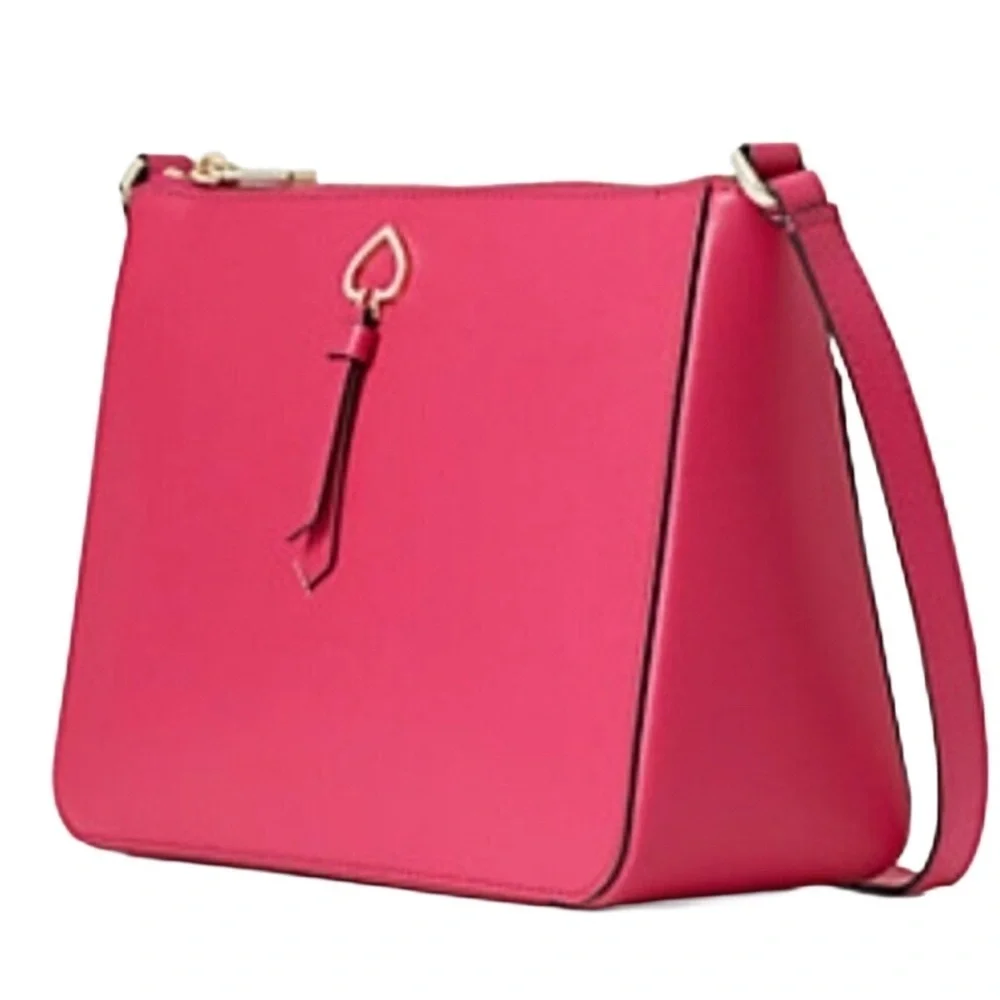 KATE SPADE Adel Pink Leather Medium Top Zip Crossbody Bag NEW